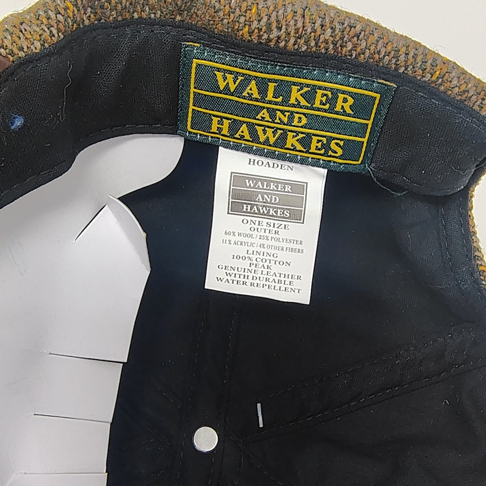 Walker and Hawkes Derby Tweed and Leather Adjustable Cap - Picture 7 of 9